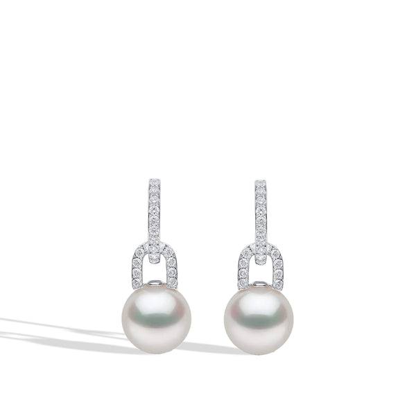 Yoko London Jazz Pearl and Diamond Link Earrings