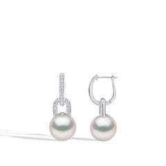 Yoko London Jazz Pearl and Diamond Link Earrings