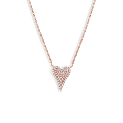 Diamond Pavé Heart Pendant Necklace in Rose Gold
