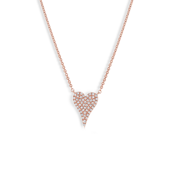 Diamond Pavé Heart Pendant Necklace in Rose Gold