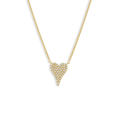 Diamond Pavé Heart Pendant Necklace in 14K Yellow Gold