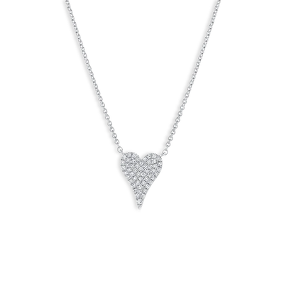 Diamond Pavé Heart Pendant Necklace in 14K White Gold - Private Label  product