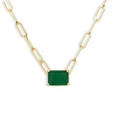 Emerald Paperclip Link Necklace