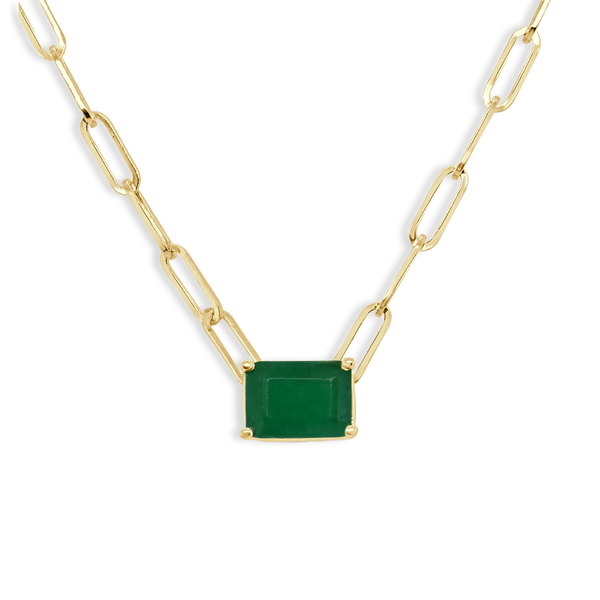 Emerald Paperclip Link Necklace