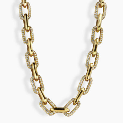 24 Carat Diamond Pave Gold Oval Link Necklace - Private Label product