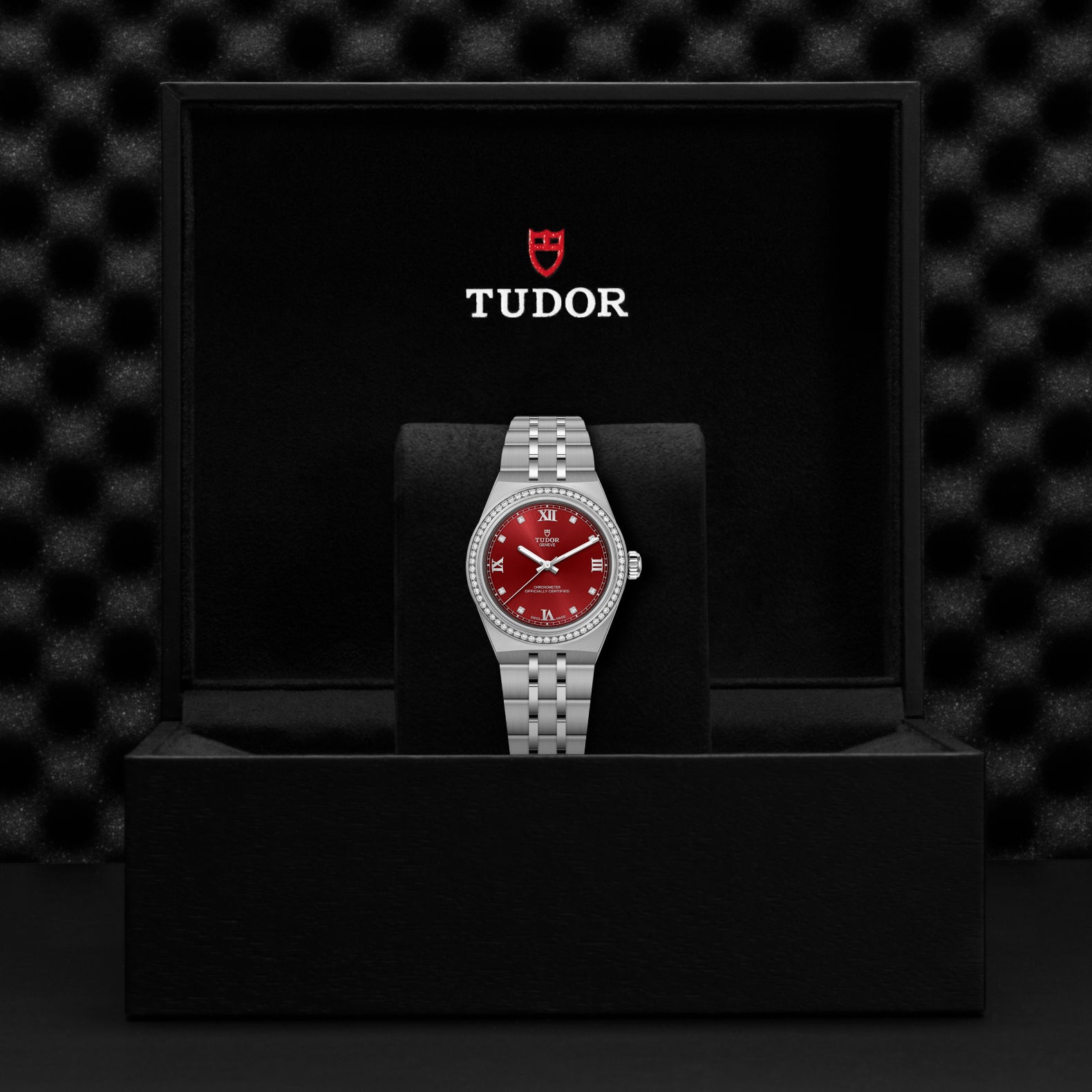 TUDOR Royal 30mm Diamond Bezel and Burgundy Dial