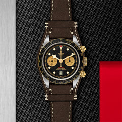 TUDOR Black Bay Chrono S&G with 41mm Steel Case and Brown Leather Strap