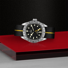 TUDOR Black Bay Pro with 39mm Steel Case and Black Fabric Strap With Yellow Band