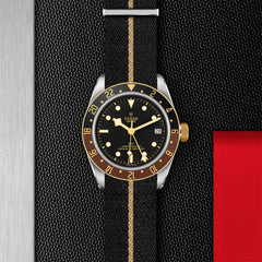 TUDOR Black Bay GMT S&G with 41mm Steel Case and Black Fabric Strap With Beige Band