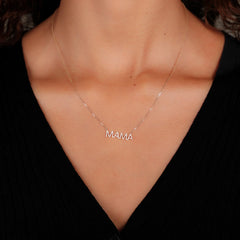 Diamond Pavé Mama Pendant Necklace