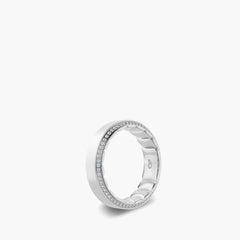 MFIT Men’s Wedding Band by Crown Ring in 14K White-Gold, side view 