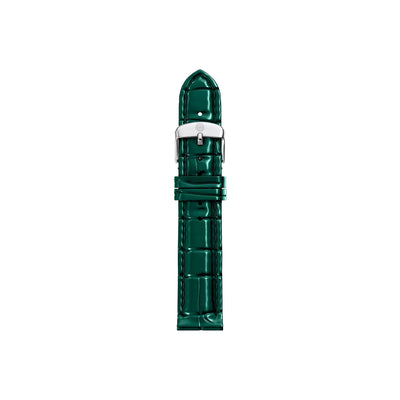 Michele 18mm Glossy Lush Green Crocodile Leather Watch Strap - Michele product