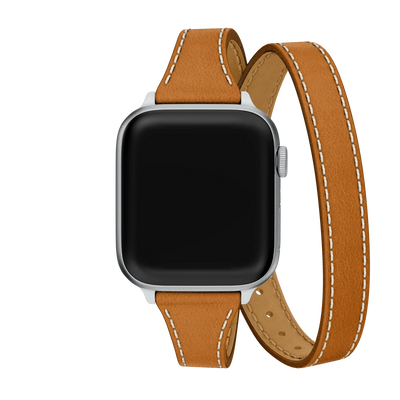 Michele 20mm Saddle Brown Leather Double Wrap Strap - Michele product