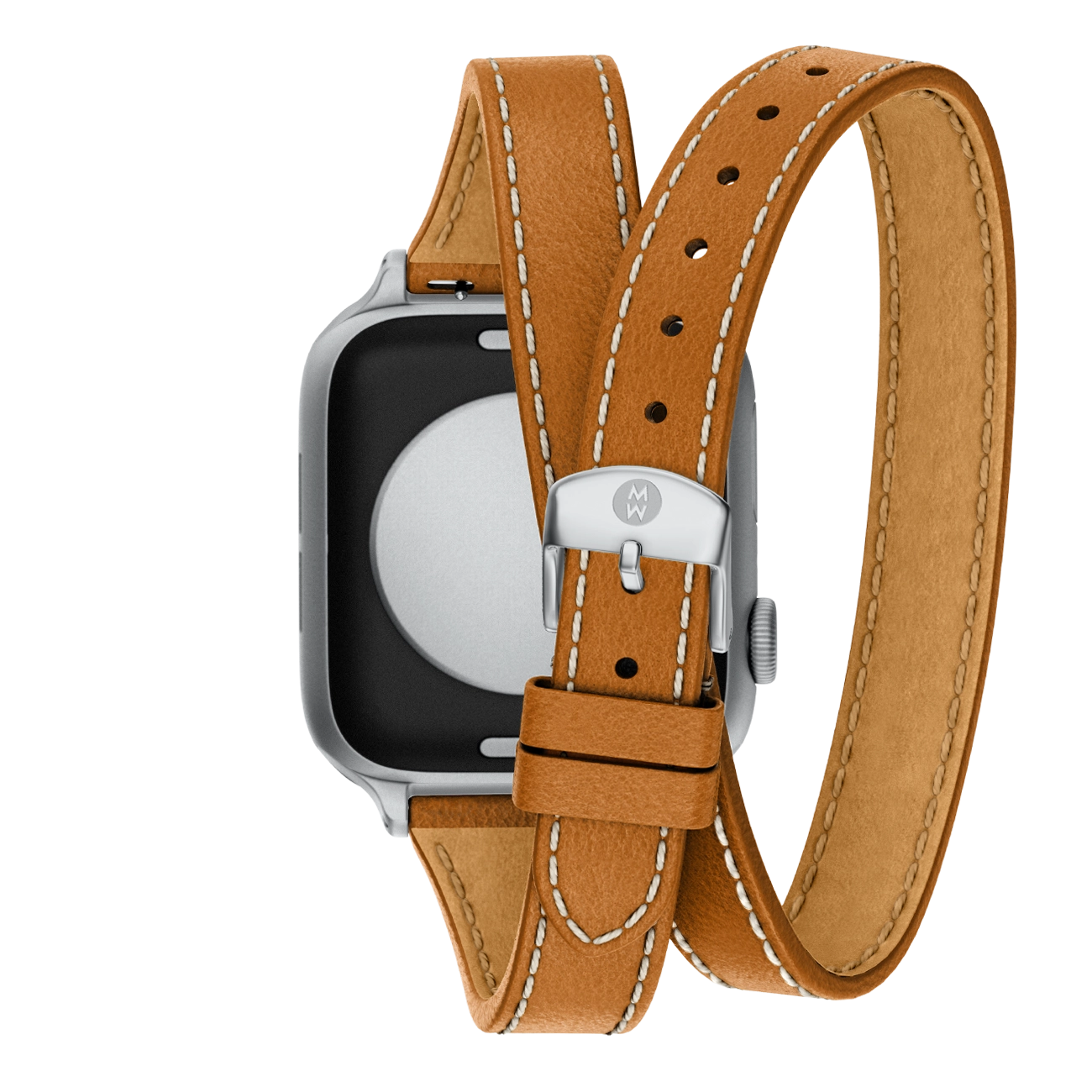 Michele 20mm Saddle Brown Leather Double Wrap Strap