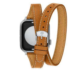 Michele 20mm Saddle Brown Leather Double Wrap Strap