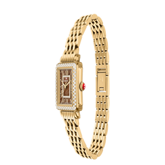 Michele Deco Madison Mini Diamond Gold Chocolate Watch