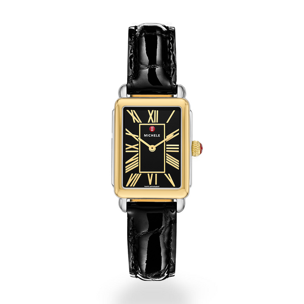 Michele Deco Park Black Dial Two-Tone Gold-Plated Watch