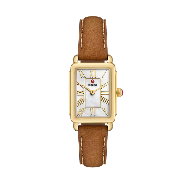 Michele Deco Park Yellow Gold on Leather Strap | MWW06E000150