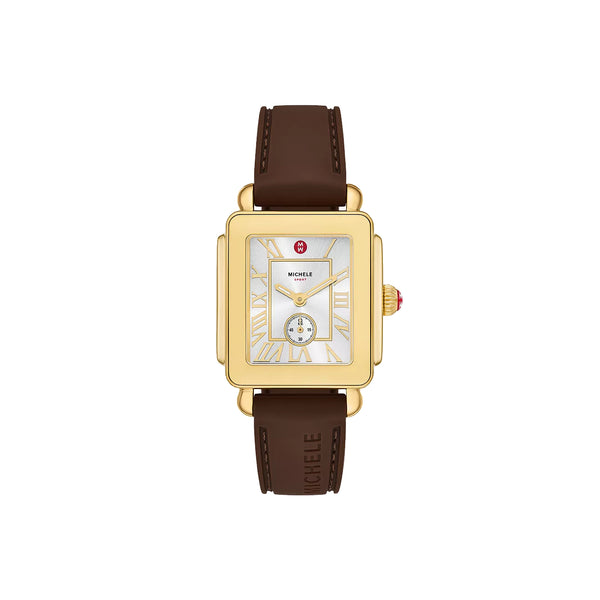 Michele Deco Sport Mid on Brown Silicone Strap