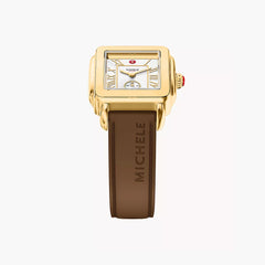 Michele Deco Sport Mid on Brown Silicone Strap