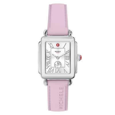Michele Deco Sport Mid Stainless Pink Silicone Watch - Michele product