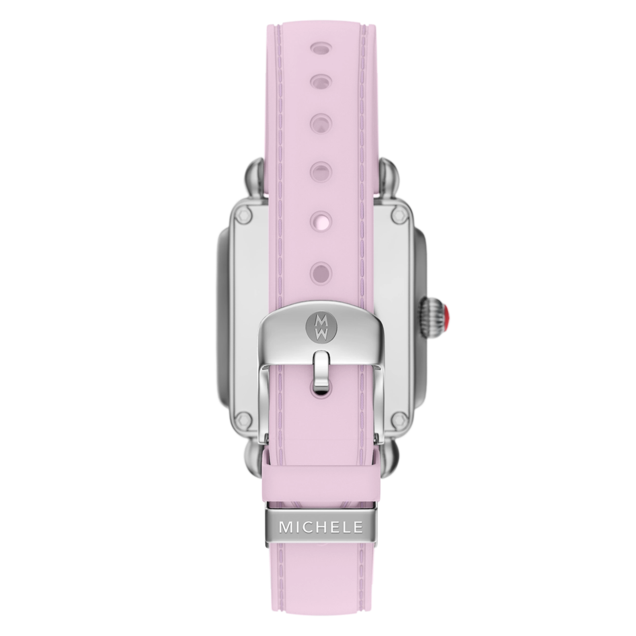 Michele Deco Sport Mid Stainless Pink Silicone Watch