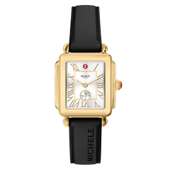 Michele Deco Sport Mid Gold-Tone Black Silicone Watch