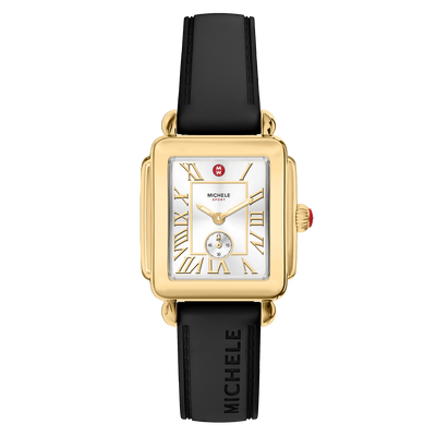 Michele Deco Sport Mid Gold-Tone Black Silicone Watch - Michele product