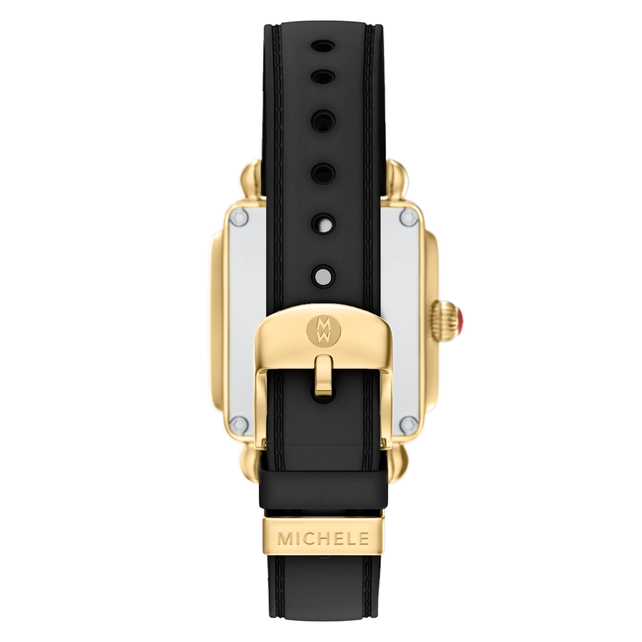 Michele Deco Sport Mid Gold-Tone Black Silicone Watch