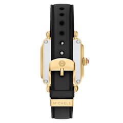 Michele Deco Sport Mid Gold-Tone Black Silicone Watch
