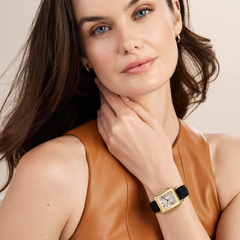 Michele Deco Sport Mid Gold-Tone Black Silicone Watch