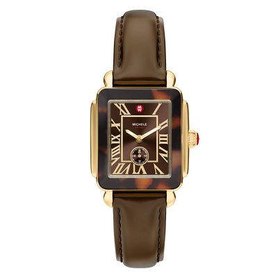 Michele Deco Sport Mid Tort Brown Leather Watch - Michele product