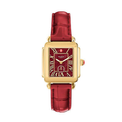 Michele Deco Sport Mid Ruby Red Leather Watch - Michele product