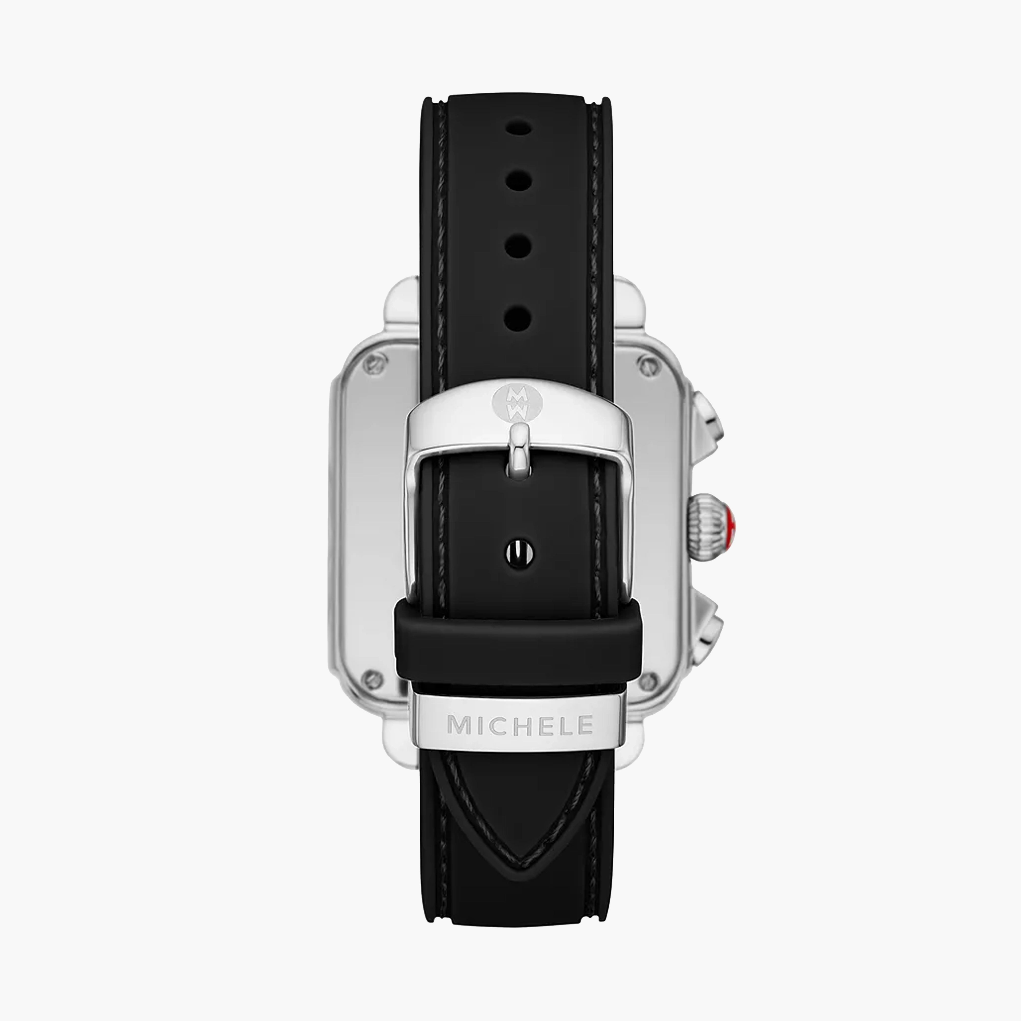 Michele Deco Sport Chronograph Stainless Steel Black Silicone Watch