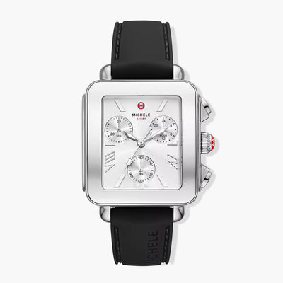 Michele Deco Sport Chronograph Stainless Steel Black Silicone Watch - Michele Watches product