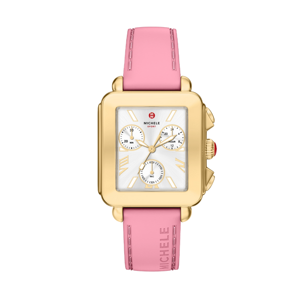 Michele Deco Sport Chronograph Gold Vintage Pink Watch