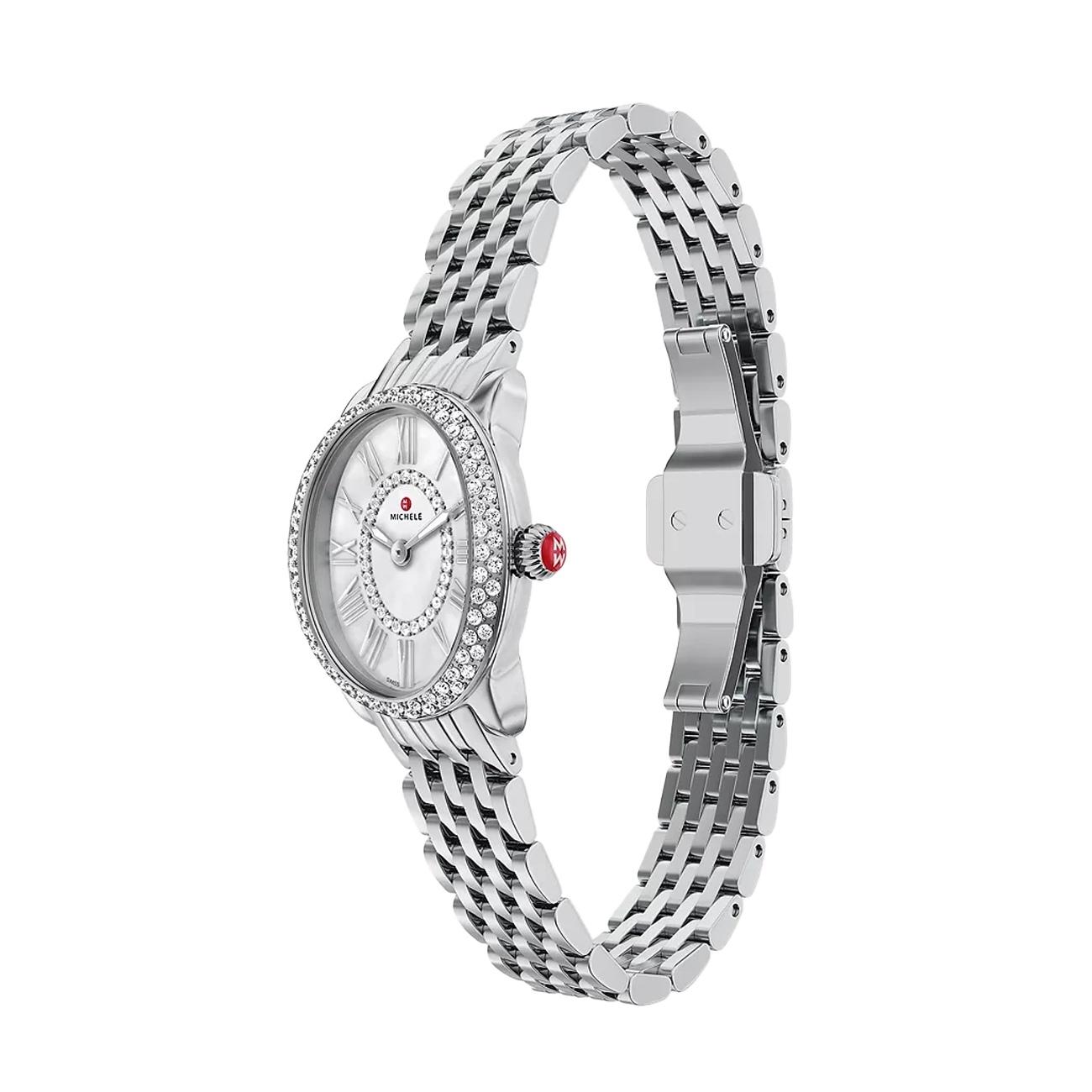 Michele Serein Mid Oval Petite Stainless Steel Watch