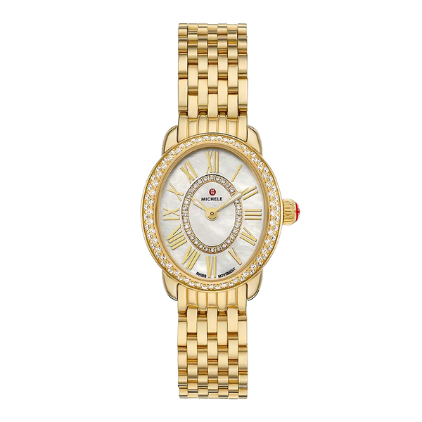 Michele Serein Mid Oval Petite Gold-Plated Watch