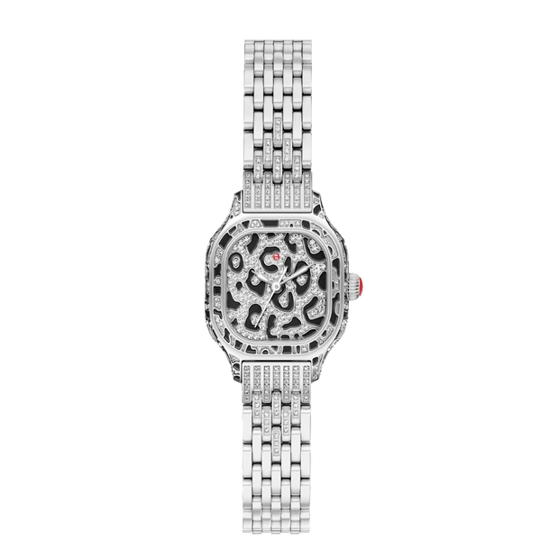 Michele Meggie Mini Diamond Leopard Print Watch