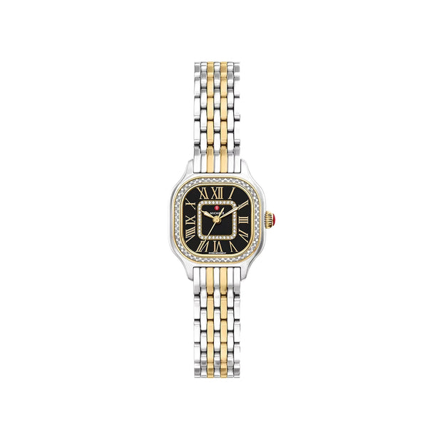 Michele Meggie Mini Black Dial Diamond Two-Tone Watch