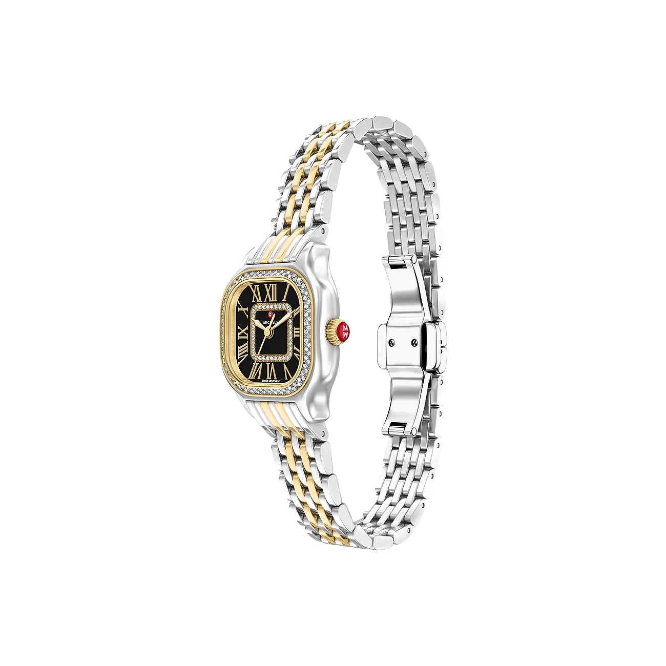 Michele Meggie Mini Black Dial Diamond Two-Tone Watch
