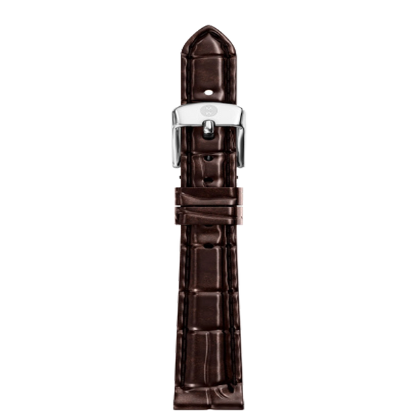 Michele 12mm Glossy Brown Crocodile Watch Strap