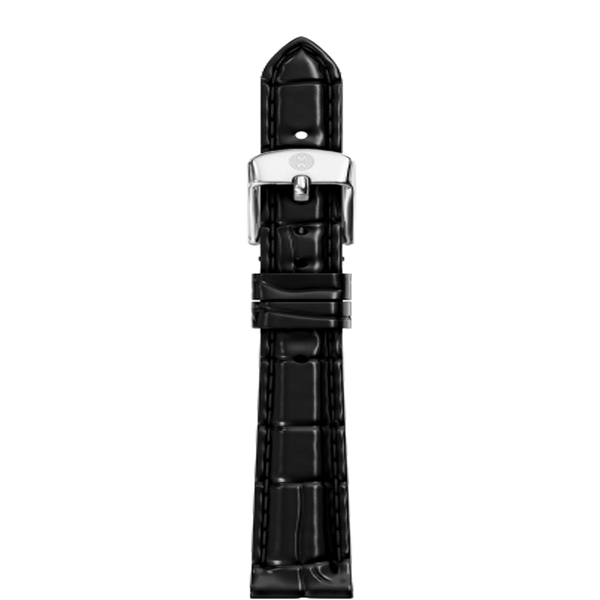 Michele 12mm Glossy Black Crocodile Watch Strap