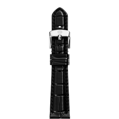 Michele 12mm Glossy Black Crocodile Watch Strap - Michele product