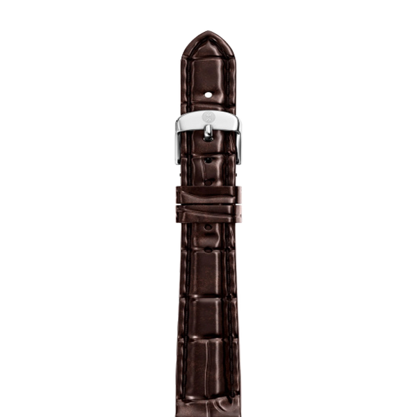 Michele 14mm Glossy Brown Crocodile Watch Strap