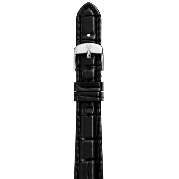 Michele 14mm Glossy Black Crocodile Watch Strap