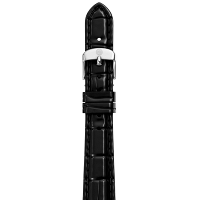 Michele 14mm Glossy Black Crocodile Watch Strap - Michele product