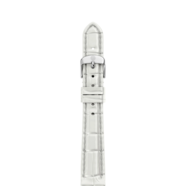 Michele 14mm Glossy White Crocodile Watch Strap
