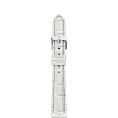 Michele 14mm Glossy White Crocodile Watch Strap - Michele product