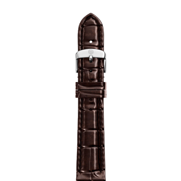 Michele 16mm Glossy Brown Crocodile Watch Strap